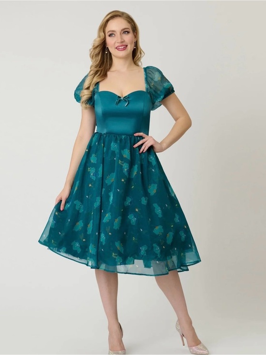 Unique Vintage Dresses & Skirts - NWT Unique Vintage Disney Fantasia Light Up Fairies Swing Dress XL Teal